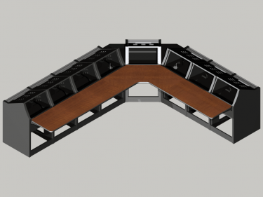 8 bay Logic System L shaped control room console